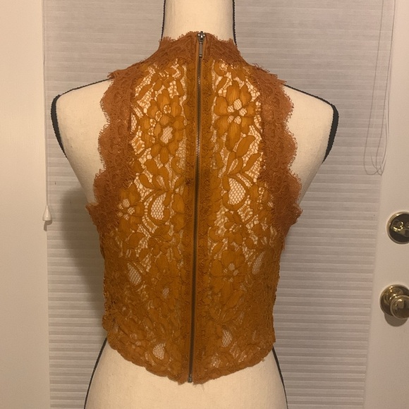 Zara burnt orange lace sleeveless top - Picture 3 of 5